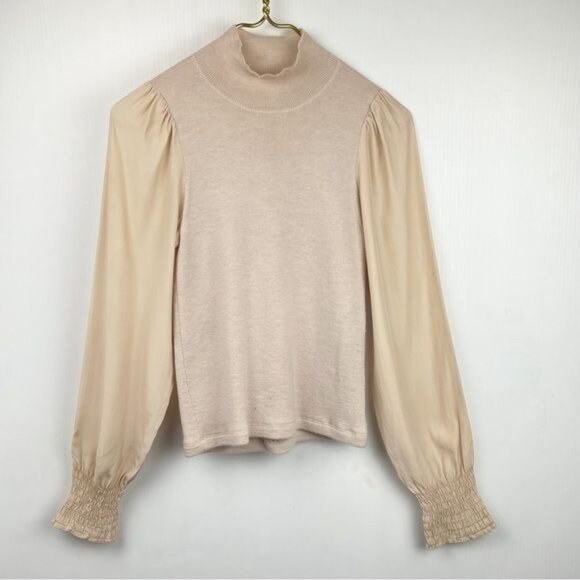 Rebecca Taylor Merino Wool and Silk Charmeuse Turtleneck long sleeve Top medium - Picture 2 of 9